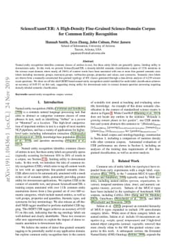 ScienceExamCER: A High-Density Fine-Grained Science-Domain Corpus for
  Common Entity Recognition