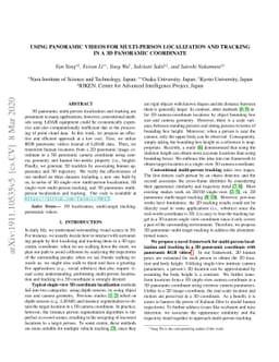 Using Panoramic Videos for Multi-person Localization and Tracking in a
  3D Panoramic Coordinate