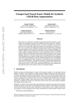 Unsupervised Neural Sensor Models for Synthetic LiDAR Data Augmentation