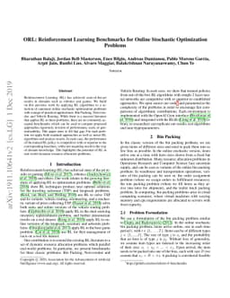 ORL: Reinforcement Learning Benchmarks for Online Stochastic
  Optimization Problems