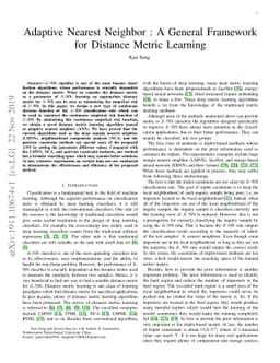 Adaptive Nearest Neighbor: A General Framework for Distance Metric
  Learning