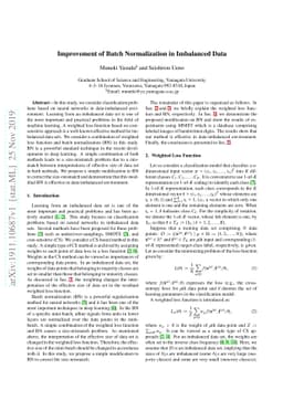 Improvement of Batch Normalization in Imbalanced Data