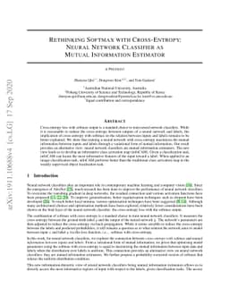 Rethinking Softmax with Cross-Entropy: Neural Network Classifier as
  Mutual Information Estimator