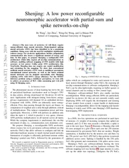 Shenjing: A low power reconfigurable neuromorphic accelerator with
  partial-sum and spike networks-on-chip