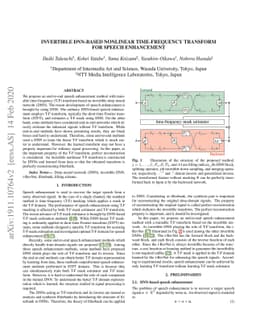 Invertible DNN-based nonlinear time-frequency transform for speech
  enhancement