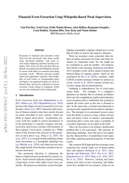 Financial Event Extraction Using Wikipedia-Based Weak Supervision