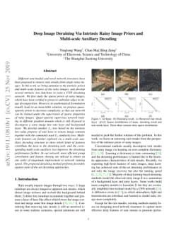Deep Image Deraining Via Intrinsic Rainy Image Priors and Multi-scale
  Auxiliary Decoding