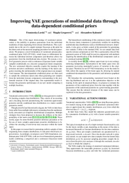 Improving VAE generations of multimodal data through data-dependent
  conditional priors