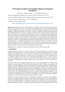 A Self-Adaptive Synthetic Over-Sampling Technique for Imbalanced
  Classification