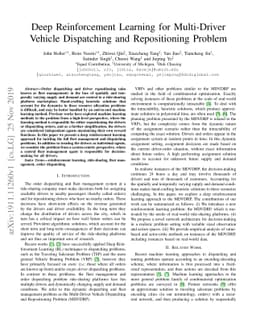 Deep Reinforcement Learning for Multi-Driver Vehicle Dispatching and
  Repositioning Problem