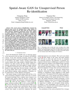 Spatial-Aware GAN for Unsupervised Person Re-identification