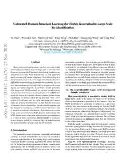Calibrated Domain-Invariant Learning for Highly Generalizable Large
  Scale Re-Identification