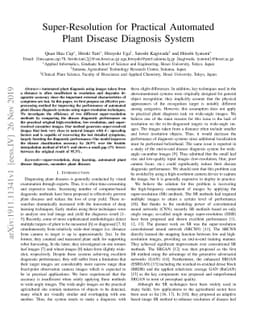 Super-Resolution for Practical Automated Plant Disease Diagnosis System
