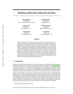 Ranking architectures using meta-learning