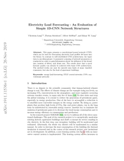 Electricity Load Forecasting -- An Evaluation of Simple 1D-CNN Network
  Structures
