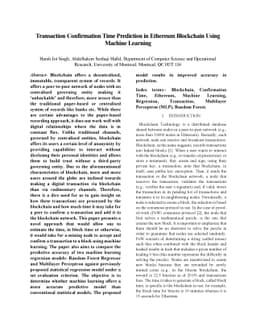 Transaction Confirmation Time Prediction in Ethereum Blockchain Using
  Machine Learning
