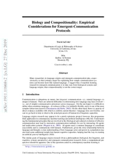 Biology and Compositionality: Empirical Considerations for
  Emergent-Communication Protocols