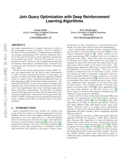 Join Query Optimization with Deep Reinforcement Learning Algorithms