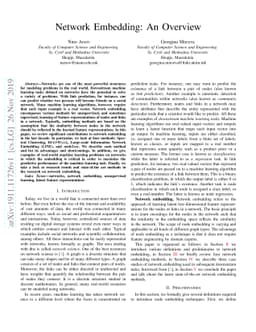 Network Embedding: An Overview