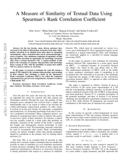 A Measure of Similarity in Textual Data Using Spearman's Rank
  Correlation Coefficient