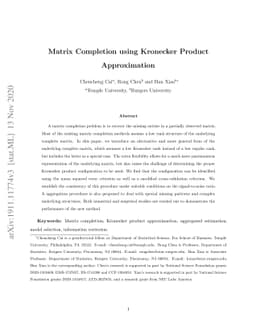 Matrix Completion using Kronecker Product Approximation