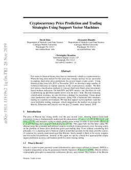 Cryptocurrency Price Prediction and Trading Strategies Using Support
  Vector Machines