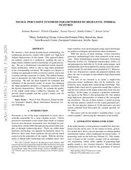 Neural Percussive Synthesis Parameterised by High-Level Timbral Features