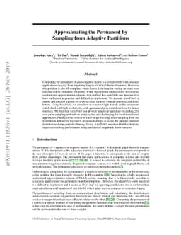 Approximating the Permanent by Sampling from Adaptive Partitions