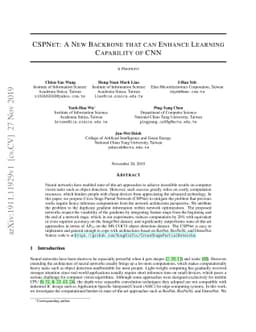 CSPNet: A New Backbone that can Enhance Learning Capability of CNN