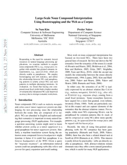 Large-Scale Noun Compound Interpretation Using Bootstrapping and the Web
  as a Corpus