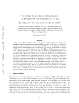 On Robust Pseudo-Bayes Estimation for the Independent Non-homogeneous
  Set-up