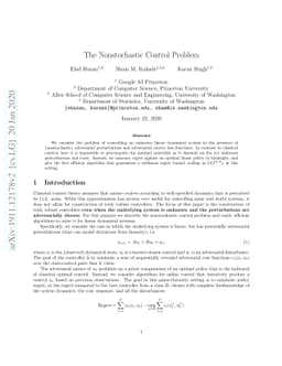 The Nonstochastic Control Problem