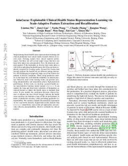 AdaCare: Explainable Clinical Health Status Representation Learning via
  Scale-Adaptive Feature Extraction and Recalibration