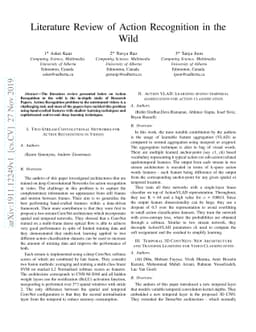 Literature Review of Action Recognition in the Wild