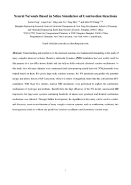 Neural Network Based in Silico Simulation of Combustion Reactions