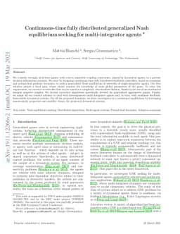 Continuous-time fully distributed generalized Nash equilibrium seeking
  for multi-integrator agents