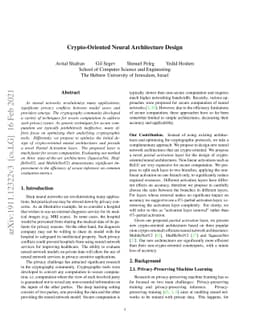 Crypto-Oriented Neural Architecture Design