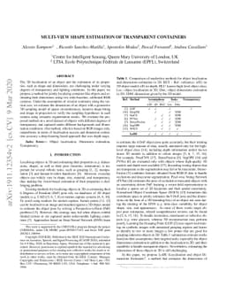 Multi-view shape estimation of transparent containers