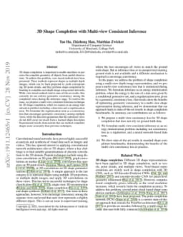 3D Shape Completion with Multi-view Consistent Inference