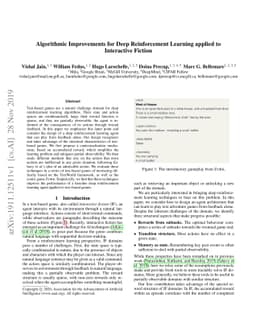 Algorithmic Improvements for Deep Reinforcement Learning applied to
  Interactive Fiction