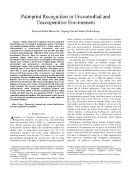 Palmprint Recognition in Uncontrolled and Uncooperative Environment