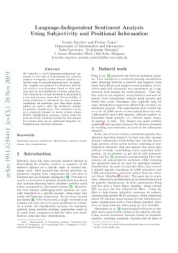 Language-Independent Sentiment Analysis Using Subjectivity and
  Positional Information