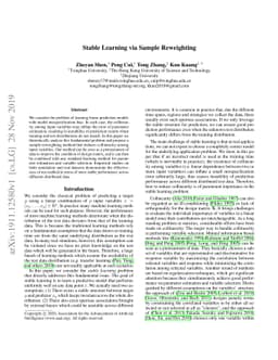 Stable Learning via Sample Reweighting