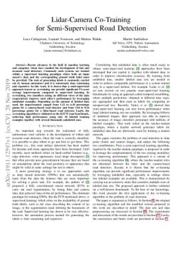 Lidar-Camera Co-Training for Semi-Supervised Road Detection