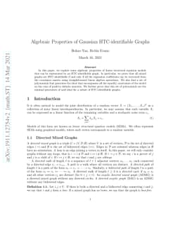 Algebraic Properties of Gaussian HTC-identifiable Graphs