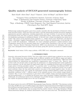 Quality analysis of DCGAN-generated mammography lesions