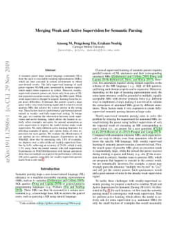 Merging Weak and Active Supervision for Semantic Parsing