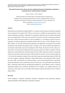 Operational Framework for Recent Advances in Backtracking Search
  Optimisation Algorithm: A Systematic Review and Performance Evaluation