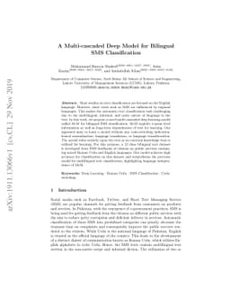 A Multi-cascaded Deep Model for Bilingual SMS Classification