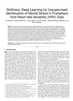 DeStress: Deep Learning for Unsupervised Identification of Mental Stress
  in Firefighters from Heart-rate Variability (HRV) Data